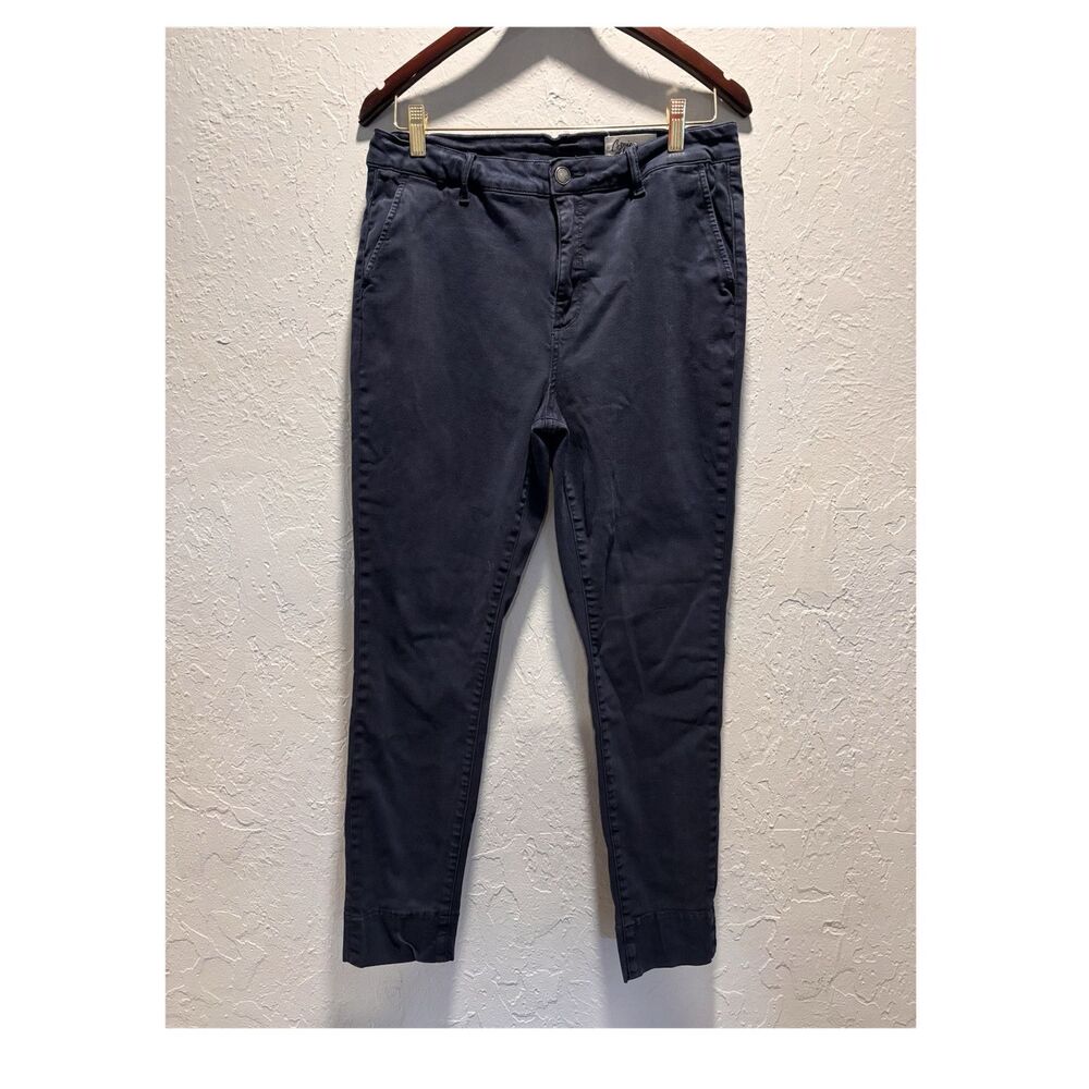 Cosmic Blue Love Women's Navy Blue Chino Pants Slim Straight Pockets Button Zip